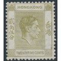 HONG KONG - 1946 25c pale yellow-olive KGVI definitive, MNH – SG # 150
