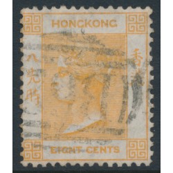 HONG KONG - 1864 8c brownish orange QV, crown CC watermark, used – SG # 11a