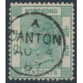 HONG KONG - 1884 10c green QV, Canton cancel – SG # 37a / Z164