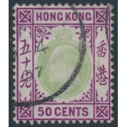 HONG KONG - 1906 50c green/magenta KEVII, multi crown CA watermark, used – SG # 85a