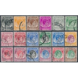 SINGAPORE - 1948 1c to $5 KGVI definitives set of 18, perf. 17½:18, used – SG # 16-30