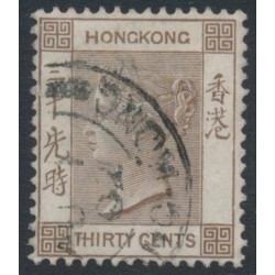 HONG KONG - 1901 30c brown QV, crown CA watermark, used – SG # 61