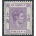 HONG KONG - 1938 10c violet KGVI definitive, perf. 14:14½, MNH – SG # 145