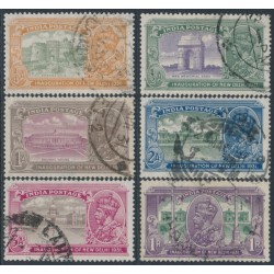 INDIA - 1931 ¼a to 1R New Delhi set of 6, stars pointing left, used – SG # 226w-231w