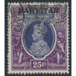 PAKISTAN - 1947 25R violet/purple Indian KGVI, o/p PAKISTAN, used – SG # 19