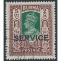 BURMA - 1946 5Rp green/brown KGVI definitive, o/p SERVICE, used – SG # O39