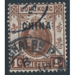 HONG KONG - 1922 1c brown KGV, o/p CHINA, used – SG # 18