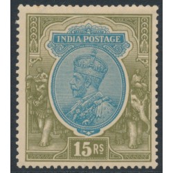 INDIA - 1928 15Rp blue/olive KGV, inverted multi star watermark, MNH – SG # 218w