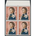 HONG KONG - 1962 $2 QEII Annigoni, block of 4, MNH – SG # 207