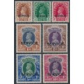 INDIA - 1938 ½a to 10R KGVI set of 7 overprinted SERVICE, MH – SG # O132-O138