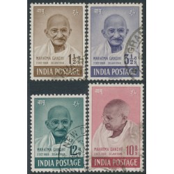 INDIA - 1948 1½a to 10Rp Mahatma Gandhi set of 4, used – SG # 305-308
