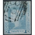 AUSTRALIA / NSW - 1851 2d chalky blue Laureates, imperf., no watermark, used – SG # 53