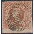 AUSTRALIA / NSW - 1854 1/- brownish red Diadem, imperforate, '12' watermark, used – SG # 101