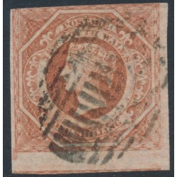 AUSTRALIA / NSW - 1854 1/- brownish red Diadem, imperforate, '12' watermark, used – SG # 101