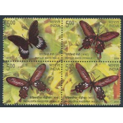 INDIA - 2008 5Rp x 4 Butterflies block of 4, MNH – SG # 2459a