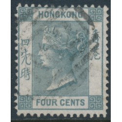 HONG KONG - 1863 4c grey QV, crown CC watermark, used – SG # 9