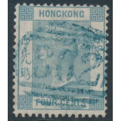HONG KONG - 1863 4c greenish grey QV, crown CC watermark, used – SG # 9d