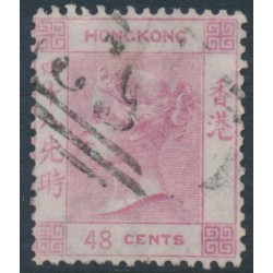 HONG KONG - 1865 48c pale rose QV, crown CC watermark, used – SG # 17