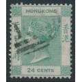 HONG KONG - 1864 24c green QV, crown CC watermark, used – SG # 14