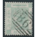 HONG KONG - 1864 24c pale green QV, crown CC watermark, used – SG # 14a
