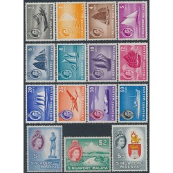 SINGAPORE - 1955 1c to $5 QEII Definitives set of 15, MNH – SG # 38-52