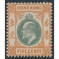 HONG KONG - 1903 5c green/orange KEVII, crown CA watermark, MH – SG # 65