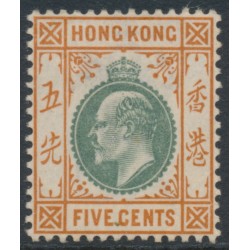 HONG KONG - 1903 5c green/orange KEVII, crown CA watermark, MH – SG # 65
