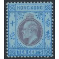 HONG KONG - 1903 10c purple/blue on blue KEVII, crown CA watermark, MH – SG # 67