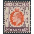 HONG KONG - 1907 6c orange/purple KEVII, multi crown CA watermark, MH – SG # 94