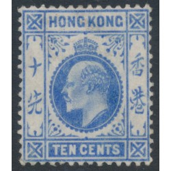 HONG KONG - 1907 10c ultramarine KEVII, multi crown CA watermark, MH – SG # 95