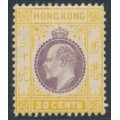 HONG KONG - 1911 30c purple/yellow KEVII, multi crown CA watermark, MH – SG # 97