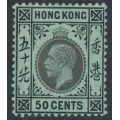 HONG KONG - 1914 50c black/green, white back KGV, multi watermark, MH – SG # 111a