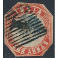 INDIA - 1855 4a blue/red QV, head = die III, frame = die II, used – SG # 23