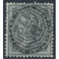 INDIA - 1855 4a black on blue paper QV, B172 cancel (= Singapore) – SG # 35/Z68