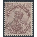 INDIA - 1921 1½as chocolate KGV, single star watermark, used – SG # 165