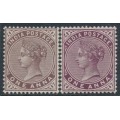INDIA - 1883 1a brown-purple & 1a plum QV, MH – SG # 88+89