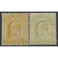 INDIA - 1903 6a olive-bistre & 6a maize KEVII, MH – SG # 131+132