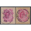 INDIA - 1903 2Rp rose-red/brown & 2R carmine/brown KEVII, used – SG # 138+139