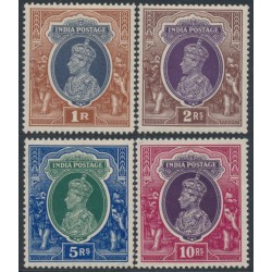 INDIA - 1937 1Rp to 10Rp KGVI, multi star watermark, MH – SG # 259-262