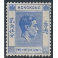 HONG KONG - 1938 25c bright blue KGVI definitive, MH – SG # 149