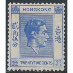 HONG KONG - 1938 25c bright blue KGVI definitive, MH – SG # 149