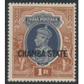 INDIA / CHAMBA - 1938 1Rp grey/red-brown KGVI, o/p CHAMBA STATE, MH – SG # 94