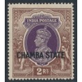 INDIA / CHAMBA - 1938 2Rp purple/brown KGVI, o/p CHAMBA STATE, MH – SG # 95