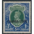 INDIA / CHAMBA - 1938 5Rp green/blue KGVI, o/p CHAMBA STATE, MH – SG # 96