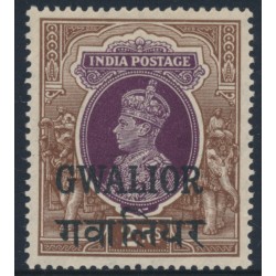 INDIA / GWALIOR - 1948 2Rp purple/brown KGVI, o/p GWALIOR, MH – SG # 113