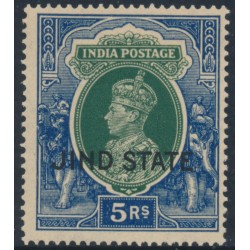 INDIA / JIND - 1937 5Rp green/blue KGVI, o/p JIND STATE, MNH – SG # 123