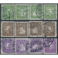 DENMARK - 1924 300th Anniversary of the Danish Post set of 12, used – Facit # 201-212