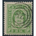 DENMARK - 1871 16Sk green Official (Tjenstemærke), perf. 14:13½, used – Facit # TJ3 DENMARK - 1871 16Sk green Official (Tjenstemærke), perf. 14:13½, used – Facit # TJ3