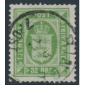 DENMARK - 1881 32øre yellow-green Official (Tjenstemærke), perf. 14:13½, used – Facit # TJ9b DENMARK - 1881 32øre yellow-green Official (Tjenstemærke), perf. 14:13½, used – Facit # TJ9b