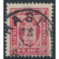 DENMARK - 1899 8øre carmine-red Official, perf. 12¾:12¾, misplaced watermark, used – Facit # TJ14 DENMARK - 1899 8øre carmine-red Official, perf. 12¾:12¾, misplaced watermark, used – Facit # TJ14